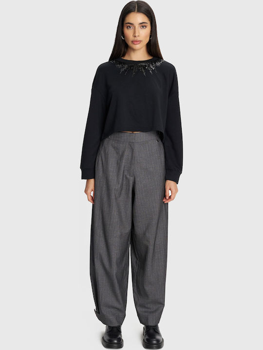 Dama Tesatura Pantaloni Cu dungi Gray