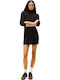 Mini Dress Knitted Turtleneck Black