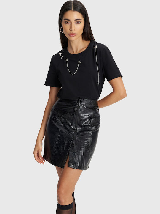 Piele Mini Fustă Black