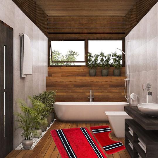 Kotonia Home Set Covoare De Baie Roșii 50x80cm 2 Bucăți