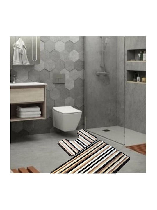 Kotonia Home Antiderapant Set Covorașe de Baie Maro 50x80buc 2buc