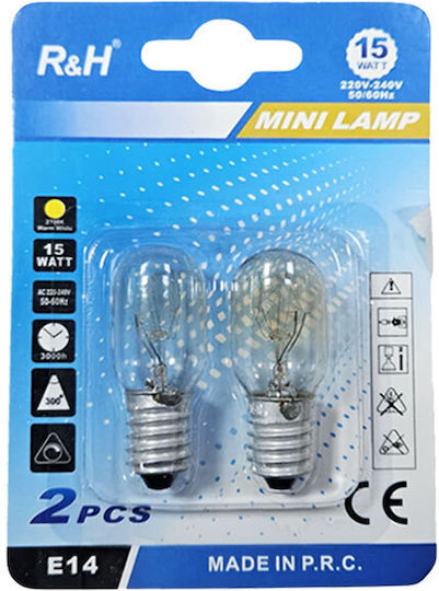 R&h Oven Lamps E14 15w 300° Set 2 Pieces