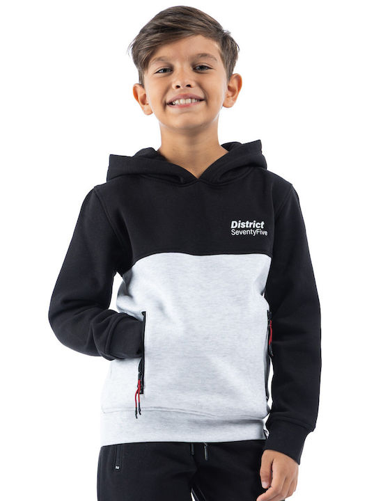Kids Sweatshirt with Hood and Pockets Grey Gray
