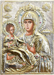 Handmade Silver Icon of Panagia Tricherousa Handmade Silver Icon of Panagia Tricherousa