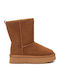 Suede Women's Ankle Boots with Fur Brown