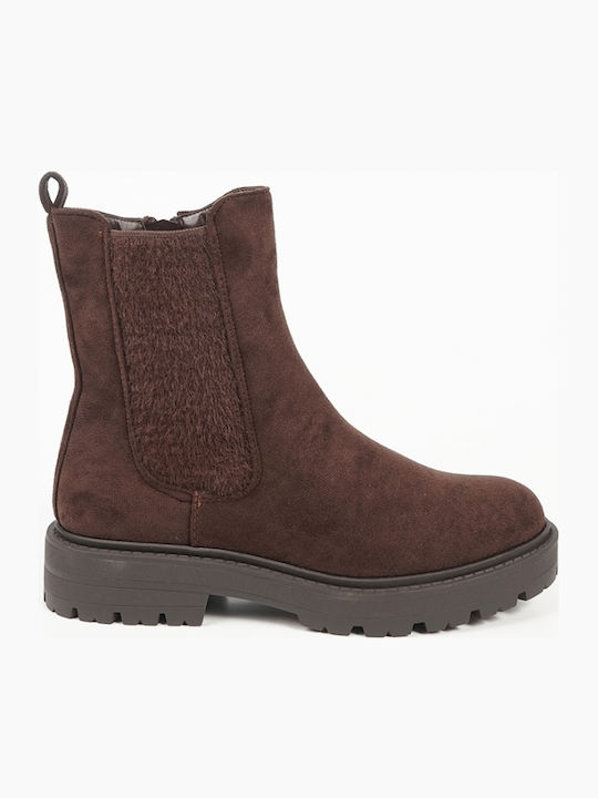 Suede Women's Ankle Boots Brown