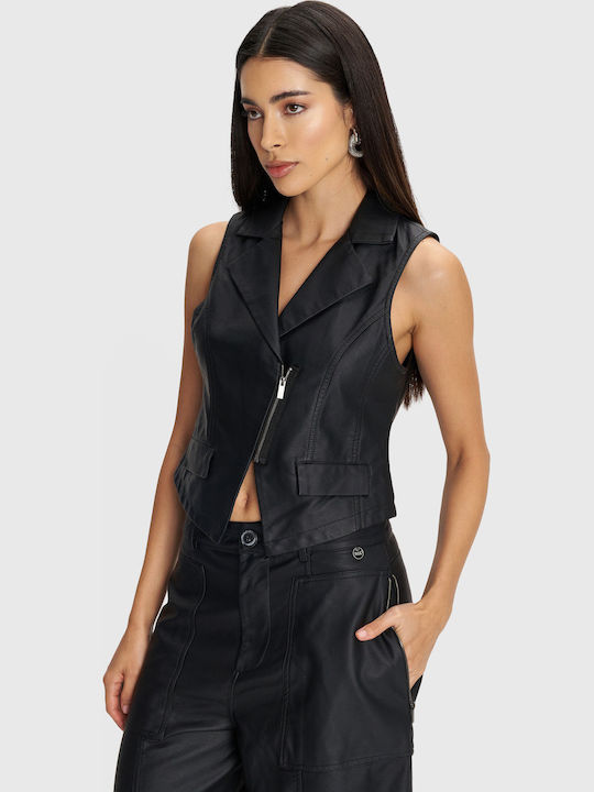 Women's Vest with Zipper Black