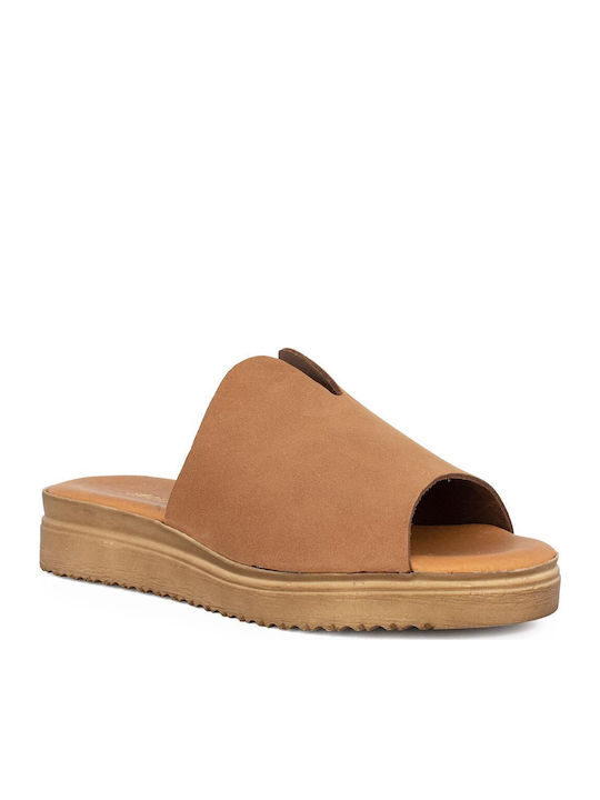 Prive Leder Anatomisch Tabac Braun Flache Sandalen für Damen