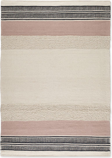 Tapicap Kelim Rug Rectangular Wool White Pink