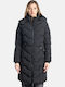 Women's Long Puffer Jacket for Winter Black