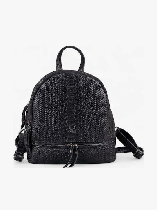 Genui Leather Кожена Дамска Чанта Раница Черна