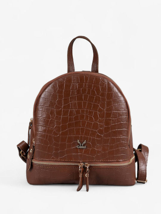 Genui Leather Кожена Дамска Чанта Раница Кафява