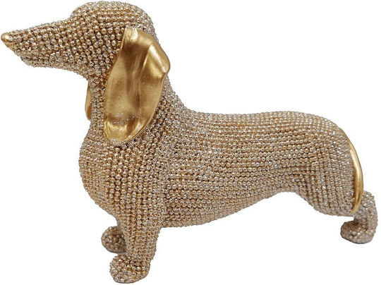 Dog Figure Gold Dachshund Polyresin 18.5x5.8x11.9cm Pack of 2 Pieces