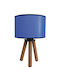 Heronia Wood Table Lamp for Socket E27 with Light Blue Shade and Base