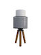 Heronia Wood Table Lamp for Socket E27 with Black Shade and Base