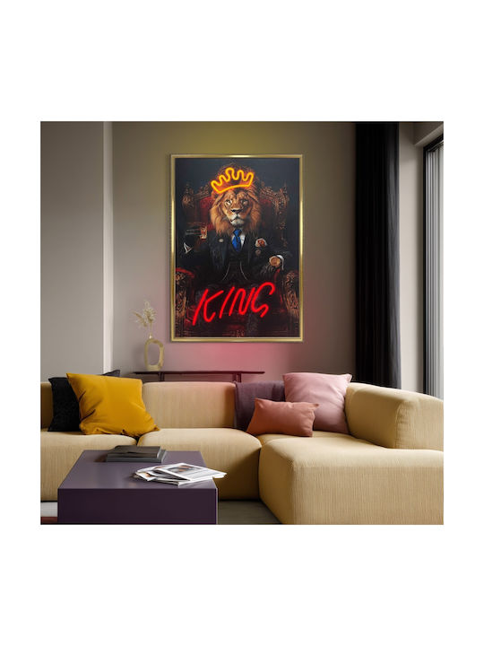Πίνακας "king Lion" Neon Led Φωτισμό 70x100 Εκ