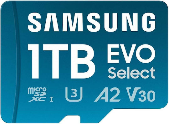 Samsung Evo Select microSDXC 1TB U3 UHS-I 160MB/s με αντάπτορα