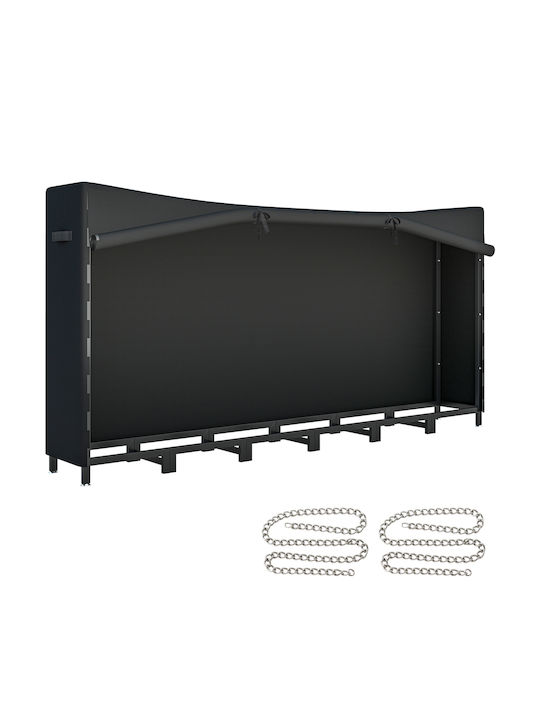 Outsunny Μεταλλικό Ράφι Αποθήκευσης Ξύλων 235x31x116cm Μαύρο