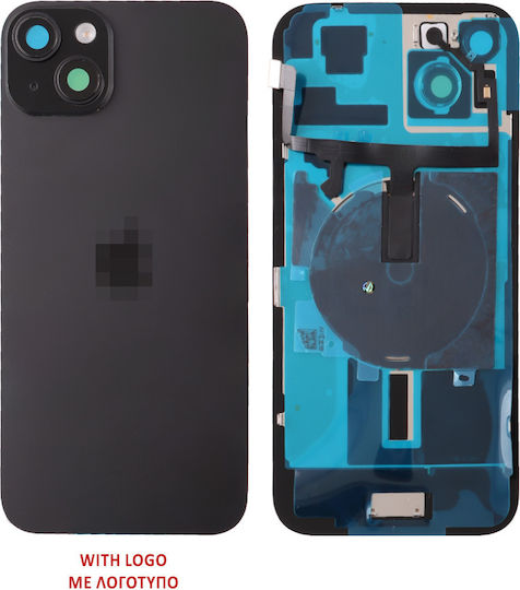 iPhone 15 Plus Battery Cover Black Compatible Mobile Camera Lens Metal Plaid Flashlight Charging Flex NFC