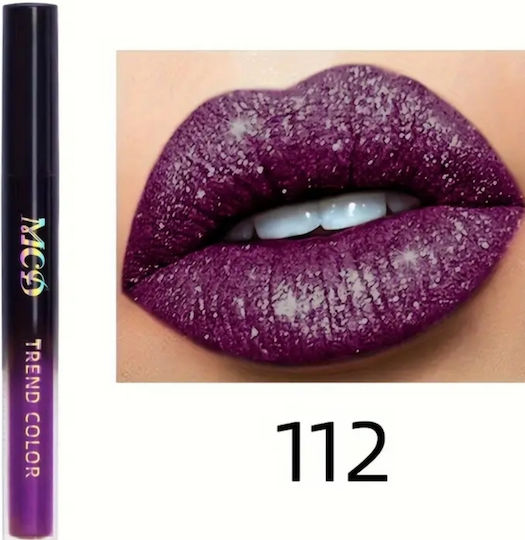Ruj Lichid Rezistent la Apă Pearlescent Luciu de Buze Machiaj Shimmer Glitter #112