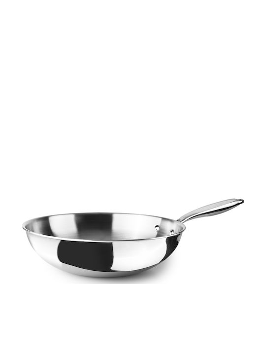 Ibili Wok Natural Triplu Din Oțel Inoxidabil Cu Acoperire Antiaderentă 20cm
