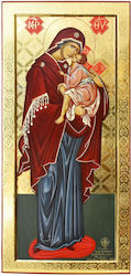 Handmade Icon of Holy Mary Glykofilousa Tsoukániko