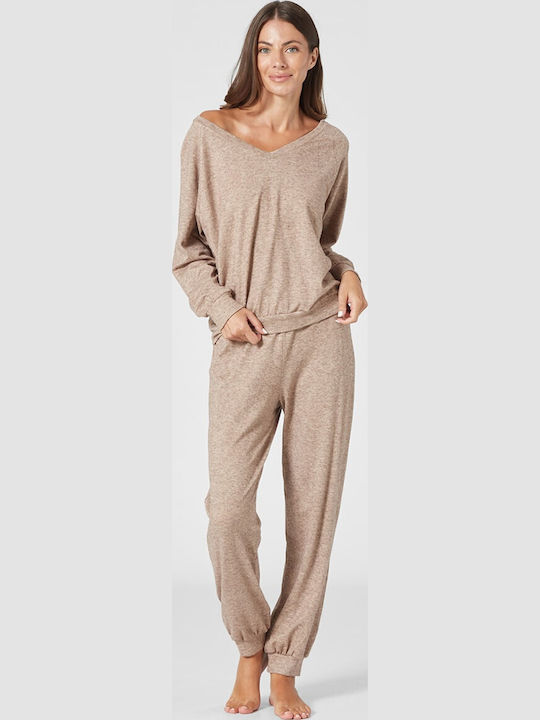 Pen-ky Winter Women's Pyjama Set Mocha