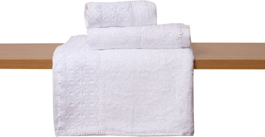 Viopros Bath Towel Set 5pcs No4 White Weight 480gr/m²