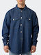 Long Sleeve Cotton Overshirt Blue