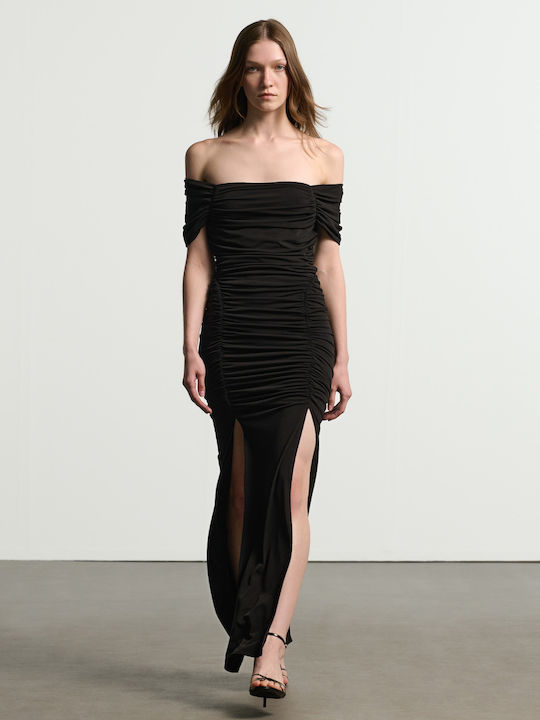 attrattivo Maxi Abendkleid Drapiert Black