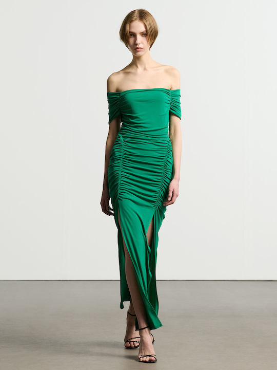 Maxi Abendkleid Drapiert Green