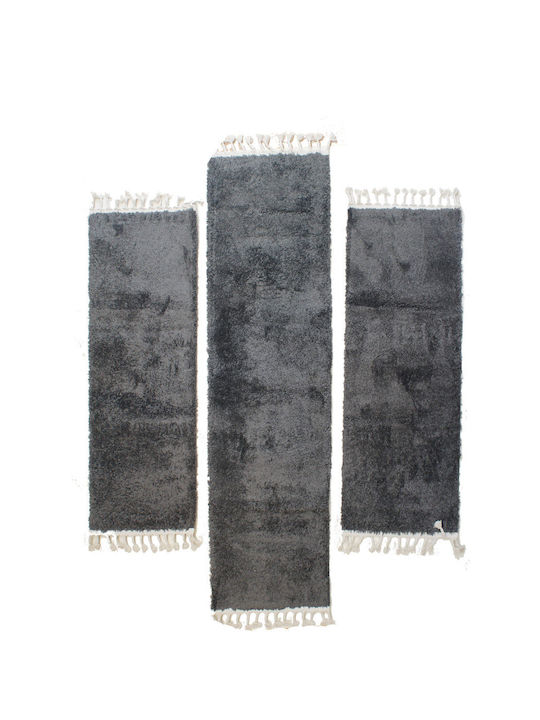 Balsan Soft Shaggy-s Σετ Μοντέρνα Χαλιά Κρεβατοκάμαρας Anthracite P621172 3τμχ