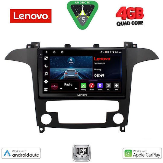 Lenovo Car Audio System for Ford S-Max 2006-2014 with Clima (Bluetooth/USB/WiFi/GPS/Apple-Carplay/Android-Auto) with Touch Screen 9"