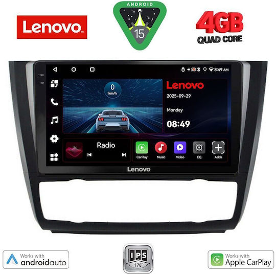 Lenovo Car Audio System for BMW Series 1 2004-2013 with Clima (Bluetooth/USB/WiFi/GPS/Apple-Carplay/Android-Auto) with Touch Screen 9"