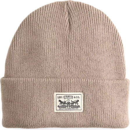 Beanie Ανδρικός Σκούφος με Rib Πλέξη σε Μπεζ χρώμα
