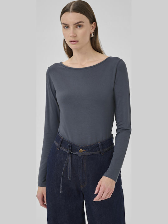 Summer Women's Blouse Long Sleeve Dark Gray
