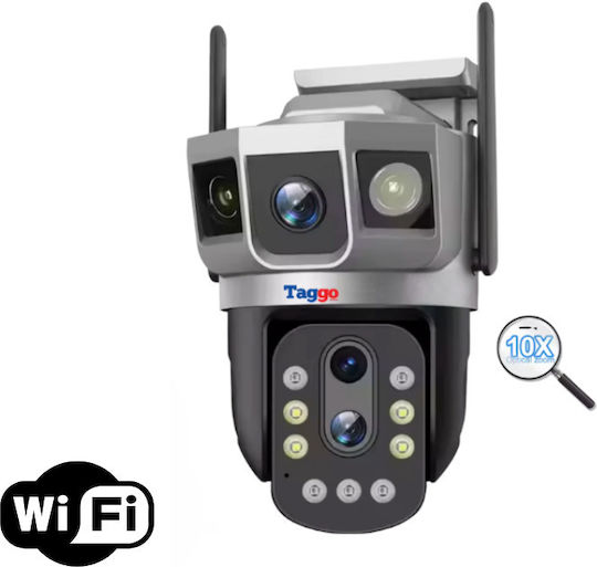Taggo Camere de Supraveghere WiFi Cu 3 Lentile 6K 12MP Zoom Optic 10x Notificări Control prin Aplicație Urmărire Automată