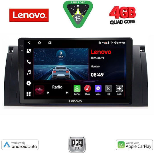 Lenovo Ηχοσύστημα Αυτοκινήτου για BMW Σειρά 5 (E39) / X5 (E53) 1997-2005 (Bluetooth/USB/AUX/WiFi/GPS/Apple-Carplay/Android-Auto) με Οθόνη Αφής 9"