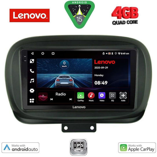 Lenovo Car Audio System for Fiat 500X 2014 (Bluetooth/USB/AUX/WiFi/GPS/Apple-Carplay/Android-Auto) with Touch Screen 9"