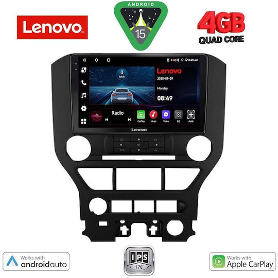 Lenovo Car Audio System for Ford Mustang 2015-2020 Bluetooth USB AUX Wi-Fi GPS Apple CarPlay Android Auto with 9-Inch Touch Screen