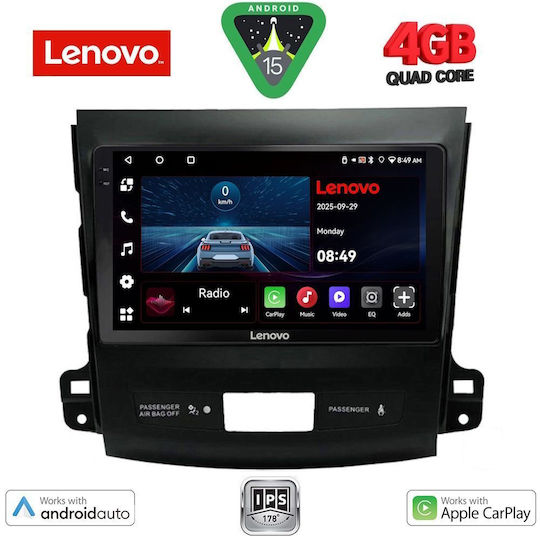 Lenovo Ηχοσύστημα Αυτοκινήτου για Peugeot 4007 Mitsubishi Outlander Citroen C-Crosser 2006-2012 (Bluetooth/USB/AUX/WiFi/GPS/Apple-Carplay/Android-Auto) με Οθόνη Αφής 9"