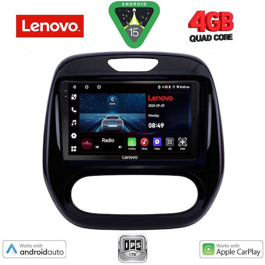Lenovo Auto-Audiosystem für Renault Erfassen 2013-2019 (Bluetooth/USB/AUX/WiFi/GPS/Apple-Carplay/Android-Auto) mit Touchscreen 9"