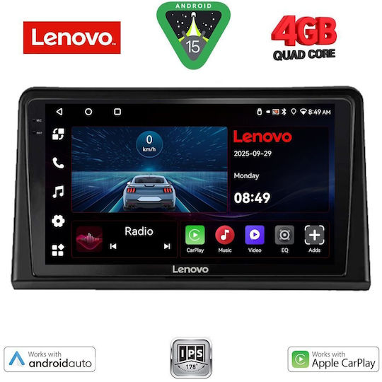 Lenovo Car Audio System for Renault Express 2020 (Bluetooth/USB/AUX/WiFi/GPS/Apple-Carplay/Android-Auto) with Touch Screen 9"
