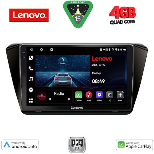 Lenovo Car Audio System for Skoda Superb 2015 (Bluetooth/USB/AUX/WiFi/GPS/Apple-Carplay/Android-Auto) with Touch Screen 10"