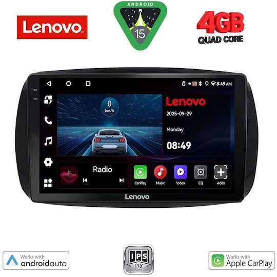 Lenovo Car Audio System for Smart ForTwo 2016 (Bluetooth/USB/AUX/WiFi/GPS/Apple-Carplay/Android-Auto) with Touch Screen 9"
