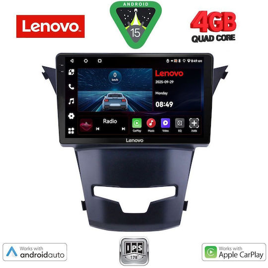Lenovo Ηχοσύστημα Αυτοκινήτου για Daewoo Korando Ssangyong Korando 2014 (Bluetooth/USB/AUX/WiFi/GPS/Apple-Carplay/Android-Auto) με Οθόνη Αφής 9"