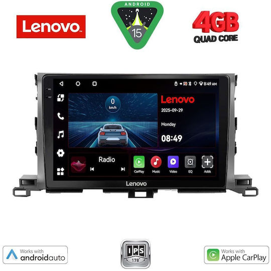 Lenovo Ηχοσύστημα Αυτοκινήτου για Toyota Highlander 2014-2019 (Bluetooth/USB/AUX/WiFi/GPS/Apple-Carplay/Android-Auto) με Οθόνη Αφής 10"