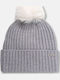 Pom Pom Beanie Beanie Knitted in Gray color