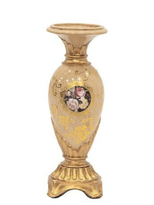 Candle Holder Polyresin in Beige Color 11x11x30cm 1pcs