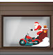 Weihnachtliche Schaufenster- und Wandsticker Santa Motorist 130x160cm